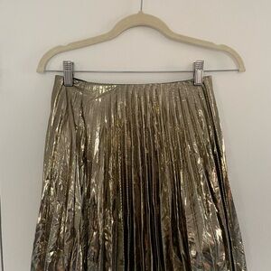 Anthropologie Shimmering Gold Midi Skirt